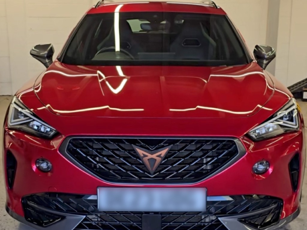 Red Cupra Formentor after detailing, front view